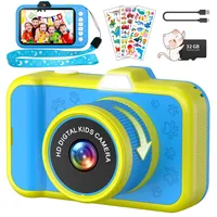 Kinderkamera, Ushining 3,5" Großbildschirm Kamerakinder mit 360° Drehbares Zoomobjektiv LED-Blitz 1080P Selfie Digitalkamera Kinder mit 32GB-Karte Fotoapparat Fotokamera Kinder für 3-12 Jahre