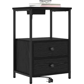 vidaXL Nachttisch mit Ladestation Schwarze Eiche Holzwerkstoff