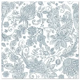Papstar 50 Servietten "ROYAL Collection" 1/4-Falz 40 cm x 40 cm arktikblau Circle Flowers