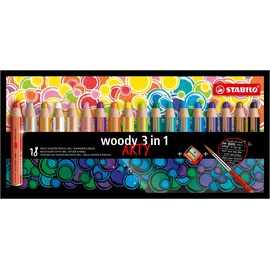 Stabilo woody 3in1 ARTY 18er Set mit Pinsel und Spitzer