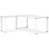KADIMA DESIGN Eckschreibtisch Weiß, Glas, Konisch,Dreieckig, Kufe, 170x73x160 cm, Arbeitszimmer, Schreibtische, Eckschreibtische