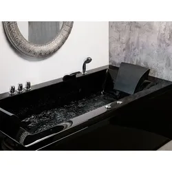 Whirlpool-Badewanne schwarz mit LED links 183 x 90 cm VARADERO