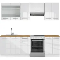 Vicco Küchenzeile Weiß Hochglanz/Weiß 240 cm, AP Eiche