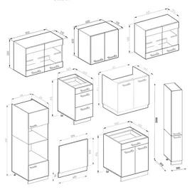 Vicco Küchenzeile R-Line 350 cm Anthrazit/Weiß
