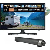 Reflexion_TV LDDW19iSB+ | DVD-Player| Smart-TV | 19 Zoll | für Wohnmobile und Wohnwagen | 12V KFZ-Adapter | mit Soundbar |HD Auflösung | HDMI, WL... - Schwarz