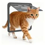 TUWENA Katzenklappe Katzentür für Fliegengitter, Abschließbar Haustiertür für Katzen/Hunde schwarz
