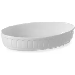 Hendi Rustica Ofenform, Porzellan, 4 x 13 x 22 cm, sehr widerstandsfähig gegen Stöße und Temperaturschwankungen, geschirrspülergeeignet, oval, weiß