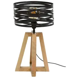 KAWOLA Tischleuchte DALIAN Tischlampe Holz/Metall schwarz
