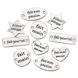 buttinette handmade Label-Set aus Metall "Französisch", 10 Stück