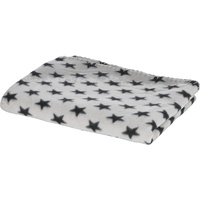Kerbl Hundedecke Stella mit Sternenmuster, Kuscheldecke für Körbchen / Sofa / Bett, Fleecedecke, 140 x 100 cm, Grau