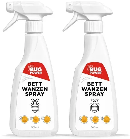 BugPower Bettwanzen Spray - effektiv gegen Bettwanzen und deren Larven: 2 x 500 ml