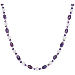 Valero Pearls Perlen-Kette Sterling Silber Amethyst Süßwasser-Zuchtperle in Silber Ketten   Damen 