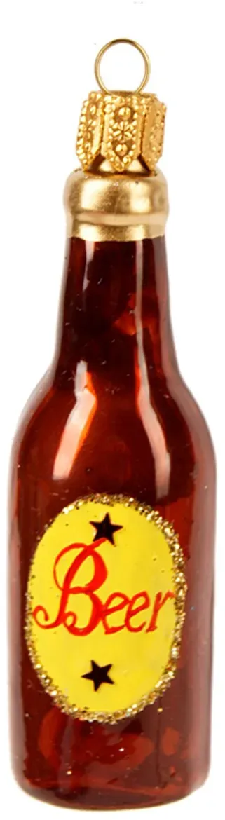 Christbaumschmuck Glas 6cm Bier Flasche Figur Mundgeblasen & Handbemalt Weihnachtsbaum Anhänger Weihnachten Christbaumanhänger Weihnachtsbaumschmuck