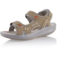 Fusskleidung® Damen Herren Sandalen Sommer Abrollsohle leichte Gesundheitsschuhe Beige Grau Weiß EU 36 - 36 EU