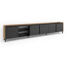 SKRAUT HOME Lowboard 309x61x35 cm Schwarz Eiche Holzwerkstoff