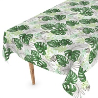Wachstuchtischdecke Wachstischdecke Tischdecke abwaschbar Gartentischdecke Wachstuch Eckig rund oval 400 x 140cm Schnittkante Palmenblätter Grün