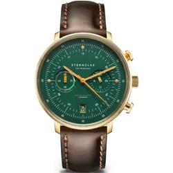 STERNGLAS - HAMBURG - CHRONO - EDITION VINTAGE - dunkelgrün - gold - bridle dunkelbraun / 42MM