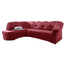 DOMO collection Ecksofa »Papenburg, zeitlose Rückensteppung, elegante Armlehne, L-Form«, mit Ottomane, wahlweise mit Bettfunktion rot
