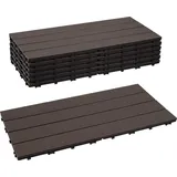 Faziango WPC Terrassenfliesen 10 m2, 30 x 60 cm 60 Stücke, Terrassendielen mit 4 Latten in Holzoptik, für Garten Balkon Bodenbelag mit Drainage ... - Braun