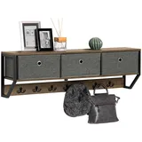 SoBuy Wandgarderobe Flurgarderobe Kleiderhaken Hängeregal mit 3 Körben und 7 Haken Garderobe vintage bht ca.: 100x30x20cm