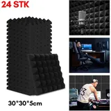 Vingo - Akustikschaumstoff Akustikpaneele, 24er-Set, 30x30x5cm, Pyramidenförmige schalldichte Wandpaneele, Akustikplatten, Akustikschaumstoff-Matten