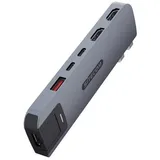 Sitecom AC-210 Notebook-Adapter USB-C, HDMI, RJ45 Ethernet, USB-A zu USB-C, 6-in-2 USB-C-Multiport-Hub mit HDMI, Ethernet und USB-A/-C grau