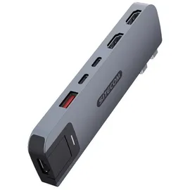 Sitecom AC-210 Notebook-Adapter USB-C, HDMI, RJ45 Ethernet, USB-A zu USB-C, 6-in-2 USB-C-Multiport-Hub mit HDMI, Ethernet und USB-A/-C grau