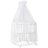 Waldin Babybett Mobiles Babybett aus Holz 7in1 mit Matratze, mitwachsend weiß