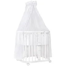 Waldin Babybett Mobiles Babybett aus Holz 7in1 mit Matratze, mitwachsend weiß