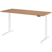 Bümö Schreibtisch Nussbaum, Weiß, Nachbildung,Nussbaum, Rechteckig, 180x74x80 cm, FSC