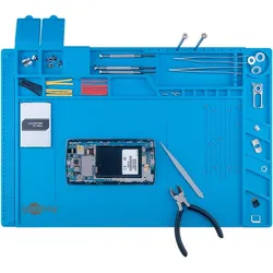 Silikon-Lötmatte als flexible Arbeitsunterlage für sicheres Löten, Reparieren und Basteln, rutschfest, hitzebeständig bis 450 °C