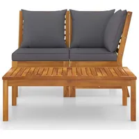 vidaXL Garten-Lounge-Set Akazie Massivholz 3-tlg. Kissen dunkelgrau