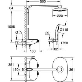Grohe Rainshower System SmartControl Duo 360 moon white 26250LS0