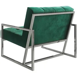 s-style möbel Loungesessel Mit Silber, Metall Füßen Aus Grün Samtstoff