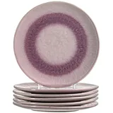 LEONARDO Matera Keramik-Teller 6-er Set, spülmaschinengeeignete Speise-Teller, Essteller mit Glasur, 6 runde Steingut-Teller rosa, Ø 22,5 cm, 018570