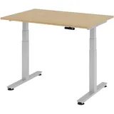 Hammerbacher XDSM12 elektrisch höhenverstellbarer Schreibtisch eiche rechteckig, T-Fuß-Gestell silber 120,0 x 80,0 cm