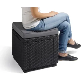 ALLIBERT Cube Sitzhocker 42 x 42 x 39 cm graphitgrau inkl. Kissen