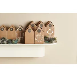 Rico Design Adventskalender PAPER POETRY PAPPHÄUSER VORGESTANZT - 24 Stück - Braun - Braun