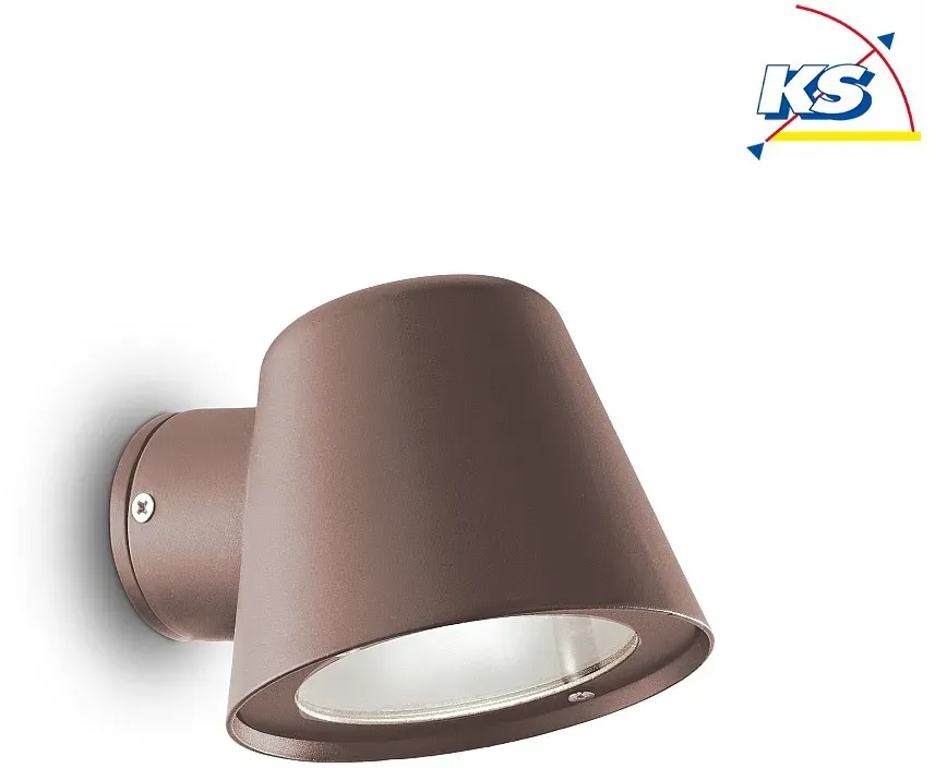 Ideal Lux Outdoor Wandspot GAS AP1, IP43, GU10, Aluminium / Hartglas, Kaffeebraun IDEA-213095