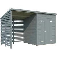 Palmako Leif Gerätehaus 370 x 170 cm Hellgrau Lackiert