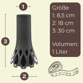 GarPet Grabvase mit Sockel Friedhofvase Grab Vase Friedhof Wetterfest Grabschmuck Vase für Grab Grabdekoration Grabvase Kunststoff Frostsicher Blumenvase... - Grau