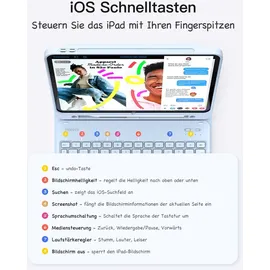 Inateck Tastatur Hülle kompatibel mit iPad Air 6 11 Zoll 2024, iPad 10 Gen. 2022, iPad Air 5/4 (2022/2020) 10,9 Zoll, iPad Pro 11 4/3/2/1, QWERTZ, mit Stifthalter, Abnehmbar, KB04002