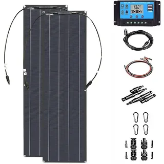 KSWBD 400 Watt tragbare Flexible Solarpanel 18V 2x200W Solarpanel System Kit außerhalb der monokristalline 40A-Ladung Controller USB für RV-Anhängerbootkabine Camper