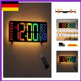 Digitale Wanduhr 10,5 Zoll RGB Farb Dimmer Temperaturanzeige