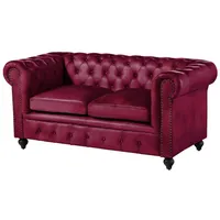 MASSIVMOEBEL24.DE Sofa 2-Sitzer Echtleder 158x82x75 rot CHESTERFIELD #402