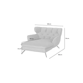 jette home Longseat-Sessel Samt 130 x 95 x 160 cm Grau
