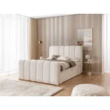 Boxspringbett 180x200 SEMINOLE - Creme + Matratzenauflage - Weiß