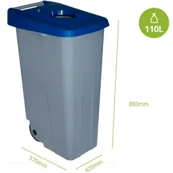DENOX Abfallbehälter Recyclo offen 110 Liter. Farbe Blau.