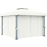 vidaXL Pavillon mit Vorhang 3x3 m Cremeweiß Aluminium