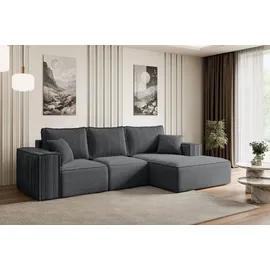 altdecor Ecksofa Cord 2-Sitzer Dunkelgrau